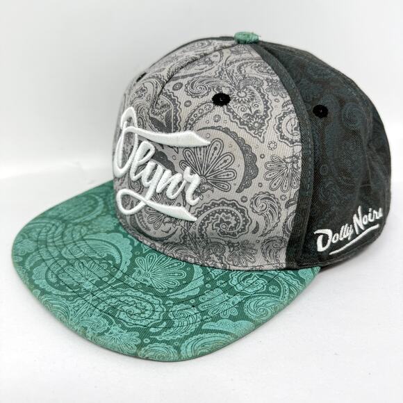 Dolly Noire Italy Hip Hop Hat Gray Green Paisley Snapback Cap Streetwear - Picture 9 of 10